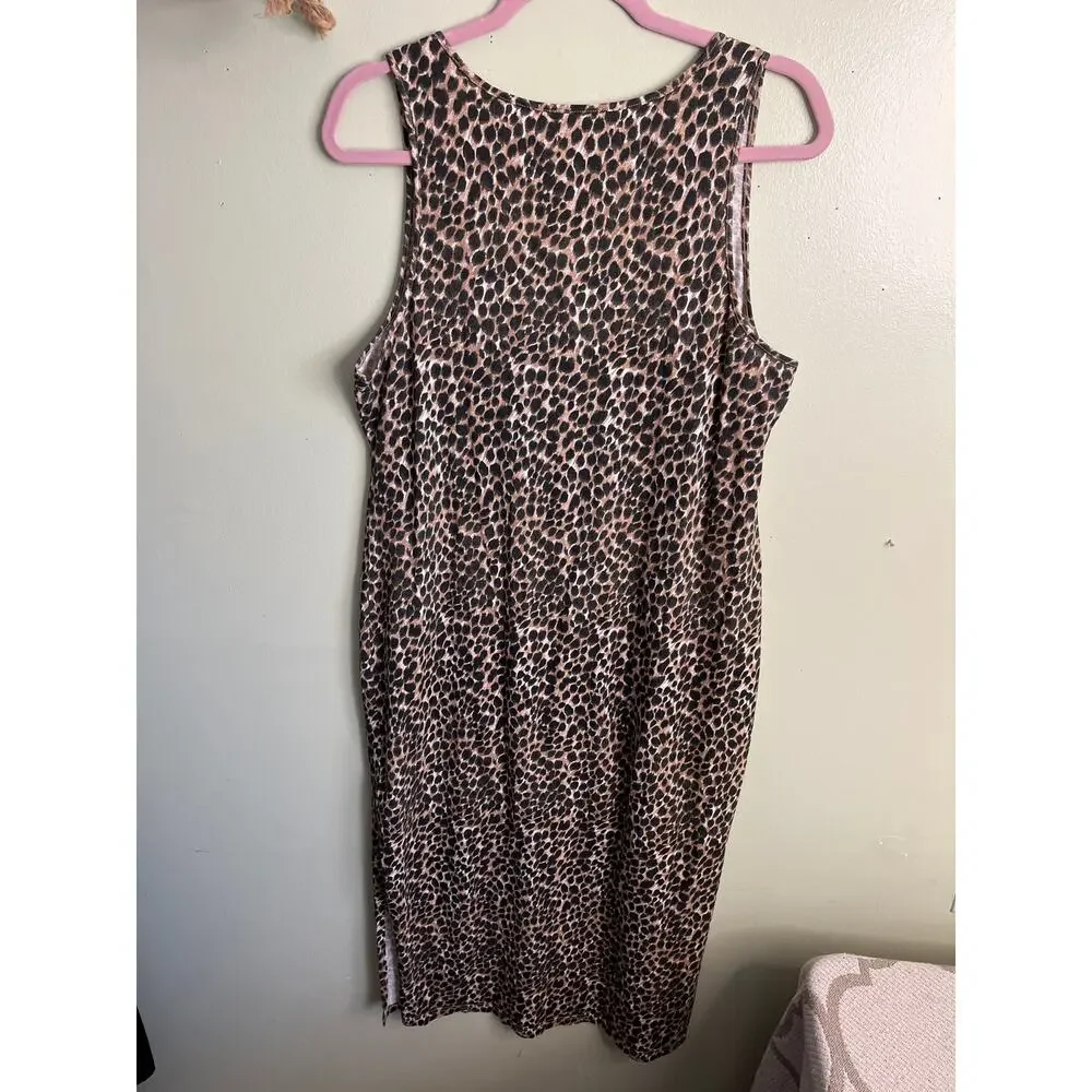 J. Crew Animal-print sleeveless knit midi side slits popover dress , size large - Picture 10 of 10